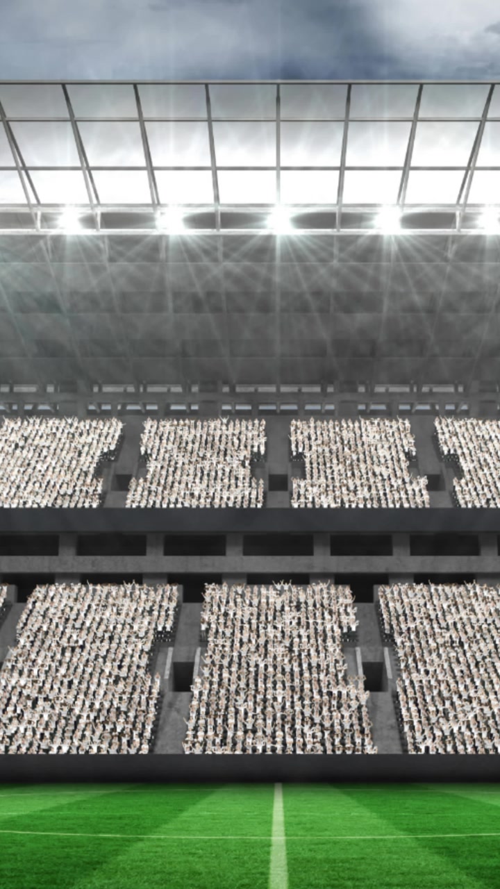 Animazione di schermi verdi in movimento su uno stadio sportivo