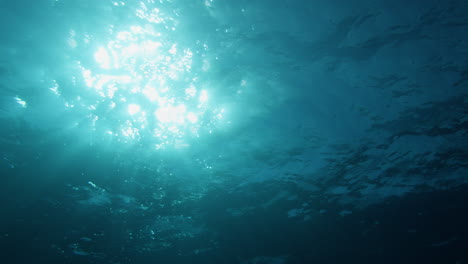 sunbeams penetrating wavy ocean surface