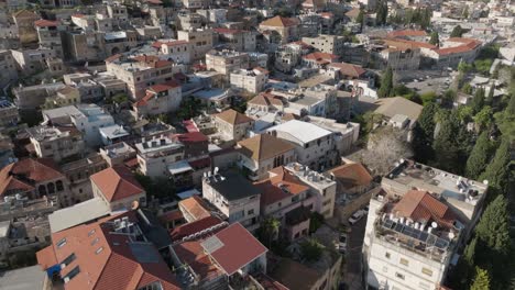 Dense-roof-top-flight-in-old-town-region-of-ancient-Nazareth,-Israel