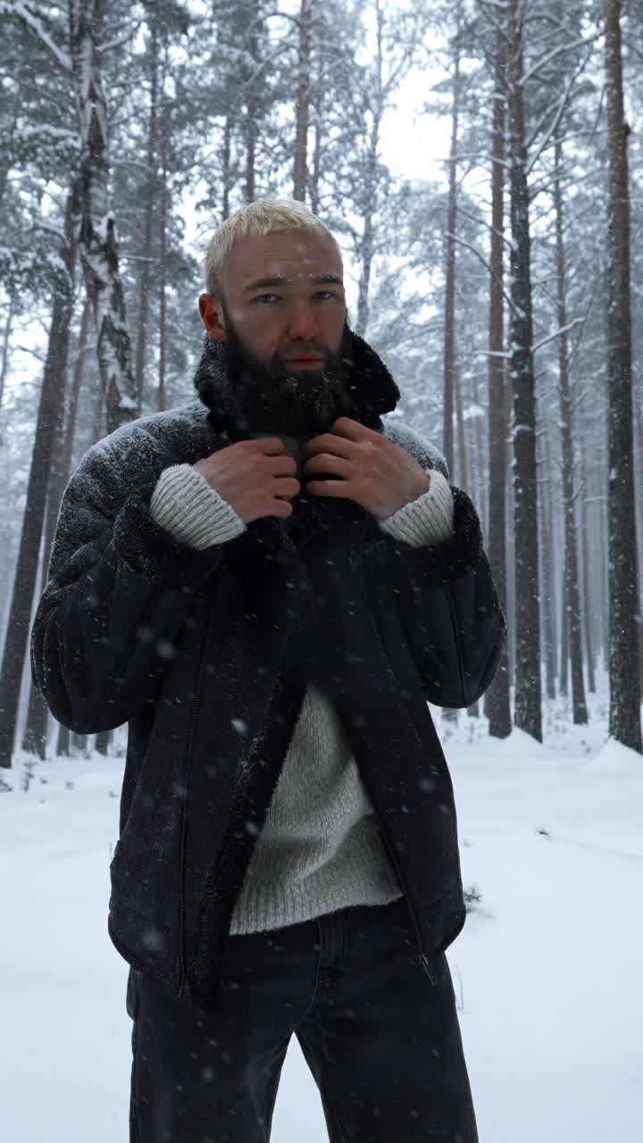 hombre en un bosque nevado