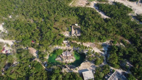 cenote of water surrounded by vegetation at casa tortuga, tulum, mexico