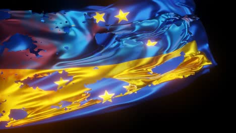 holed ukrainian flag.