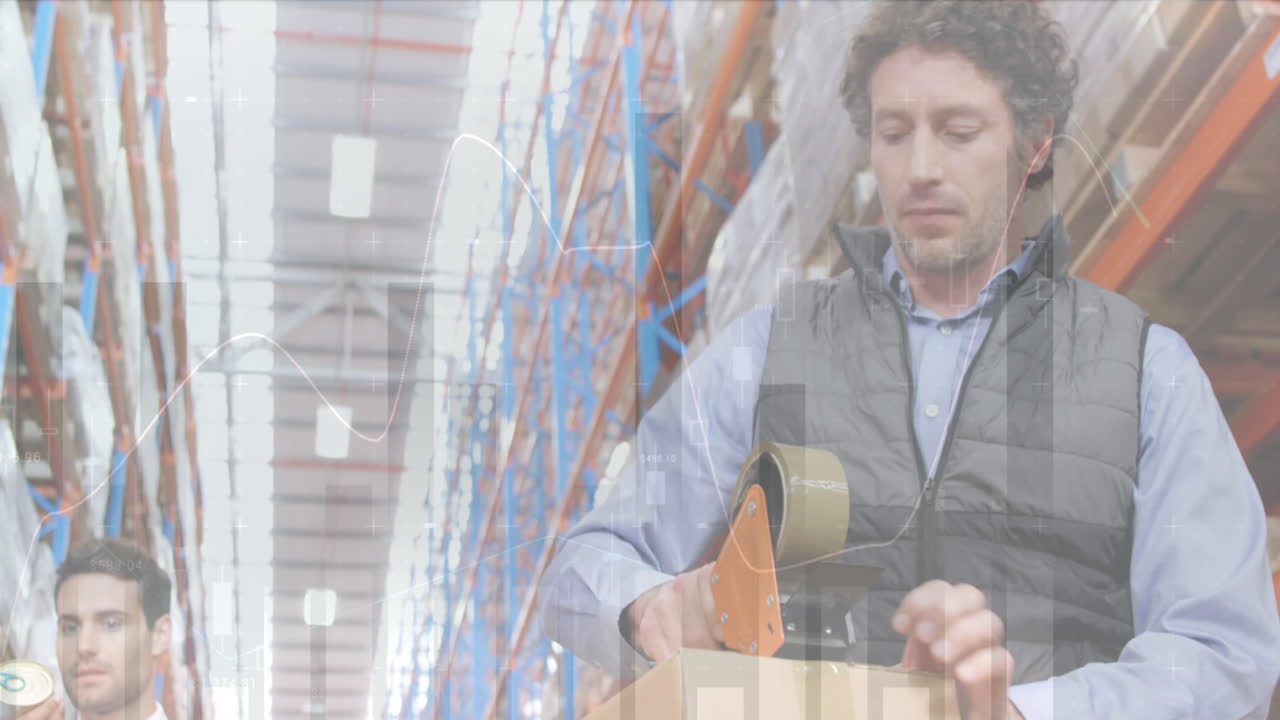 animación del procesamiento de datos sobre las personas que trabajan en el almacén