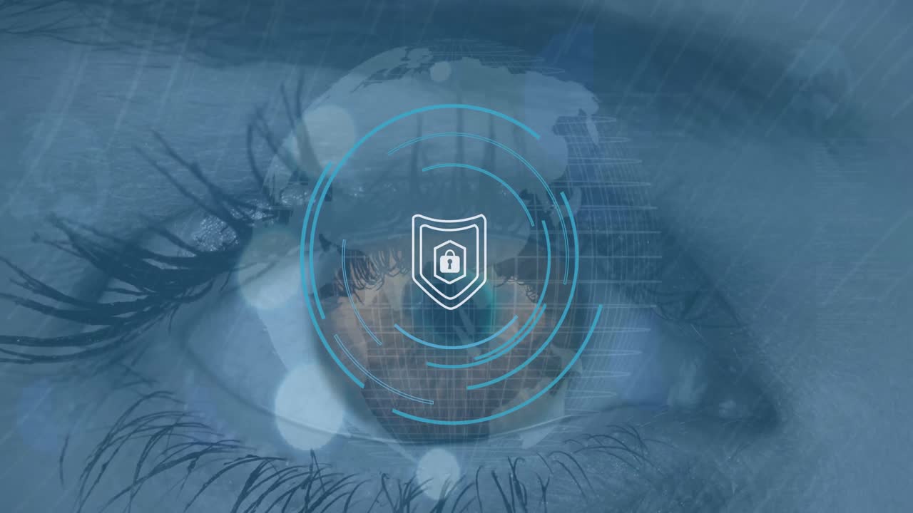 animación del candado y procesamiento de datos sobre el ojo azul