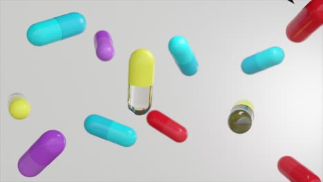 colorful floating pills