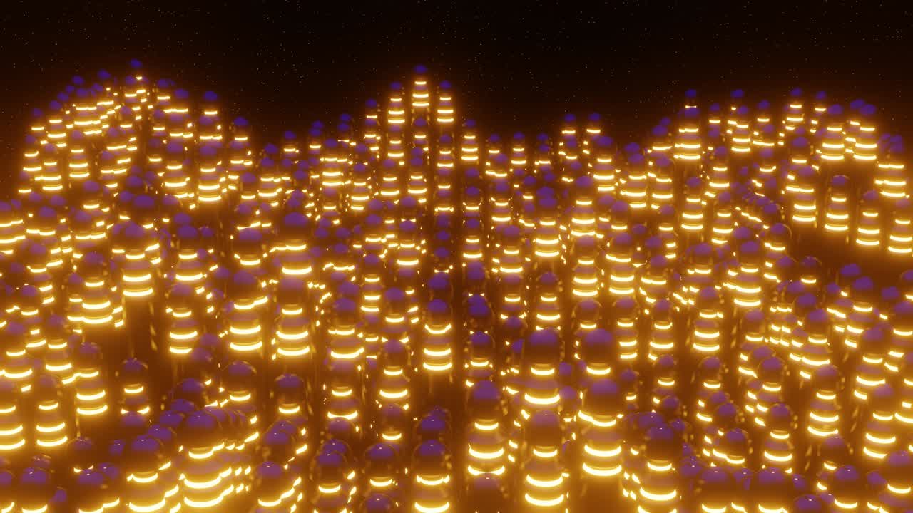 4k 3d 애니메이션: 금색 모양의 아름다운 추상 파동 기술 배경, 디지털 효과 기업 개념