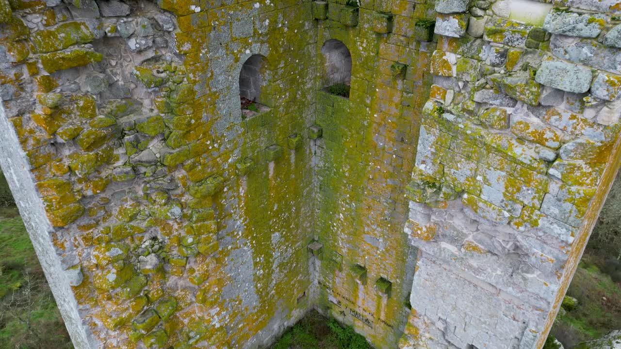 Sandias tower located off of highway, moss covered, ourense, spain
