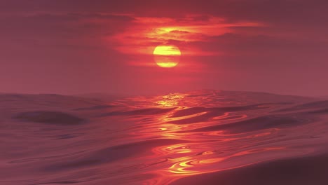 beautiful red sunset over the ocean