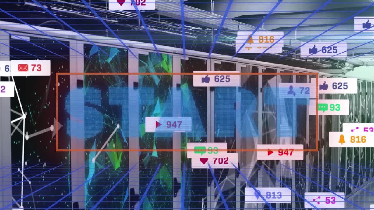 시작 텍스트와 서버  ⁇ 에서 성장하는 숫자의 애니메이션