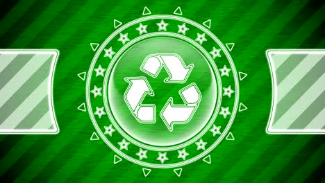 recycle icon in circle shape and green striped background. illustration.