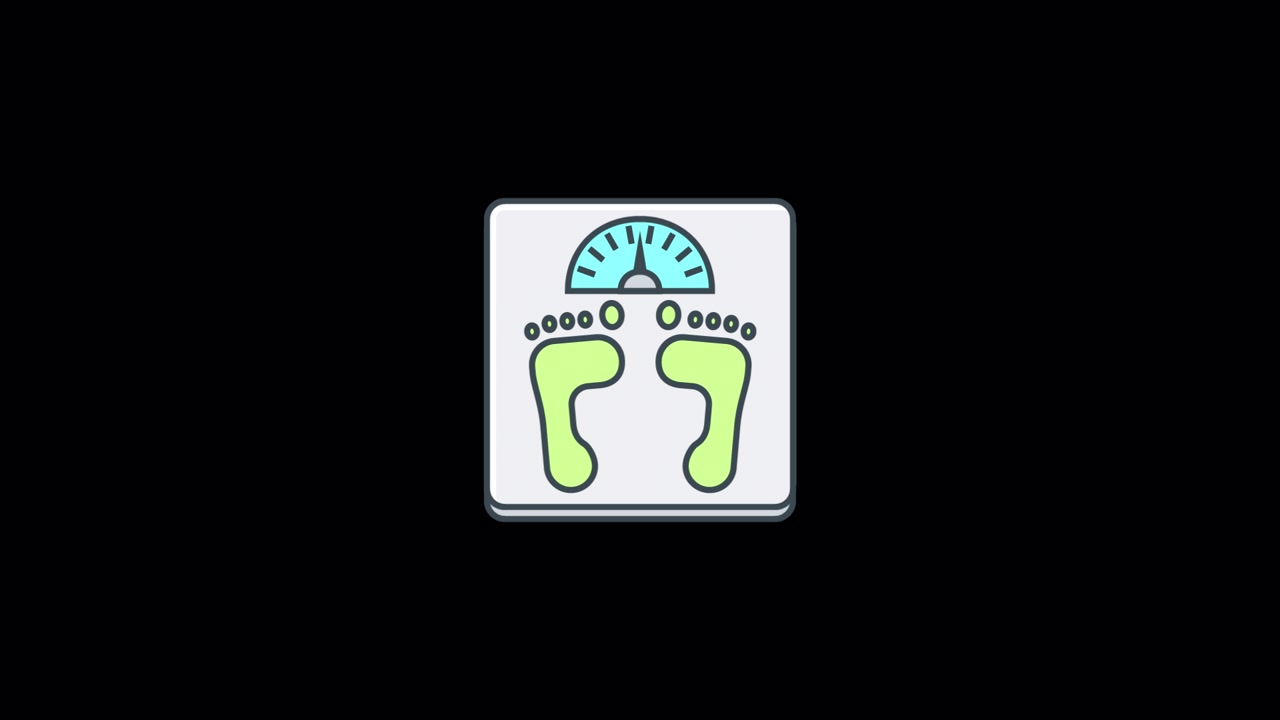 Animated Weight Scale Icon with Footprints and Moving Dial