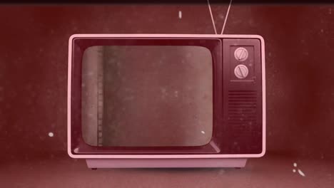 animación de un aparato de televisión retro en una película analógica antigua en apuros