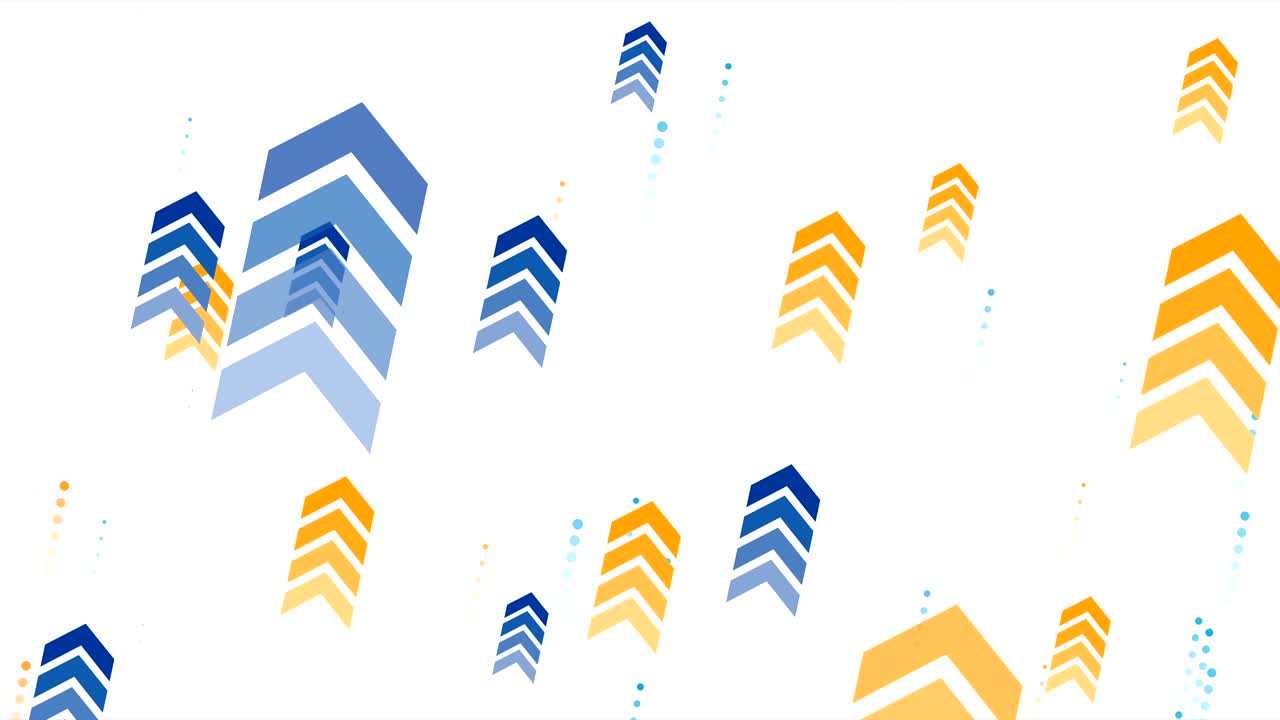 fondo abstracto - flechas y puntos azules y naranjas que vuelan hacia arriba