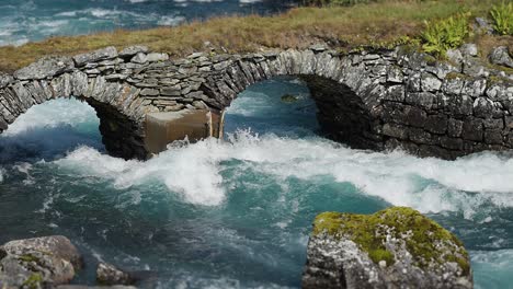 wild water rushes under the old stone bridge