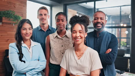 happy diverse business team in office