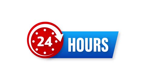 24 hours support in abstract style on white background. customer service. online support call center. flat . motion graphics.