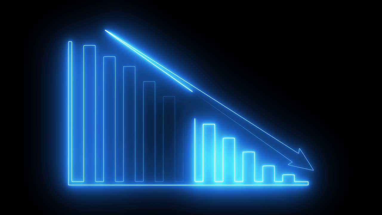 Declining graph with downward arrow