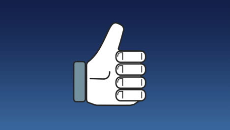 animation of like icon icon against blue background