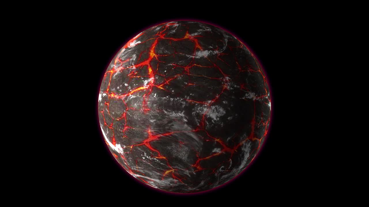 la tierra después de un desastre global. fin del mundo girando lava tierra en el universo