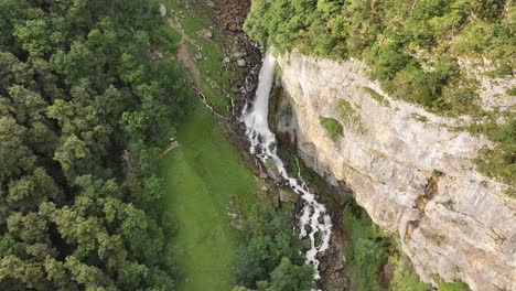 Above-View-Of-Cascades-Of-Seerenbach-Falls-In-Betlis,-Amden,-Switzerland