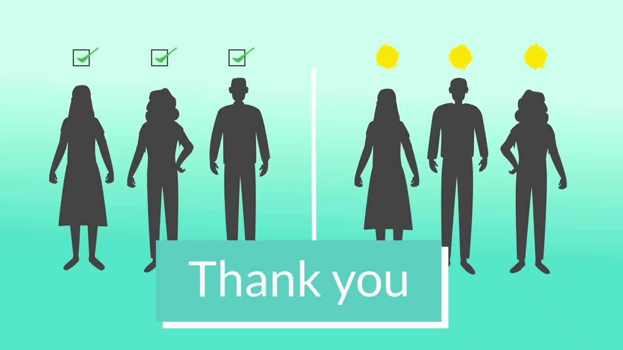 감사합니다. 사람들이 사회적 거리를 유지하는 텍스트 배너. 녹색 그라디언트 배경에 대한 아이콘