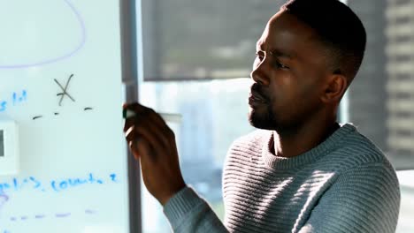 male executive writing on whiteboard 4k