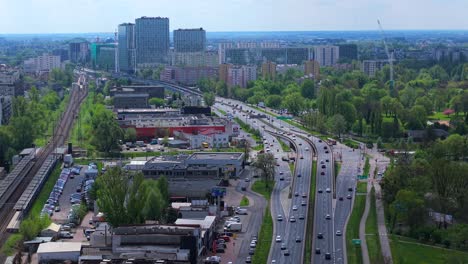 aerial, transportation infrastructure, highway networks, urban greenery