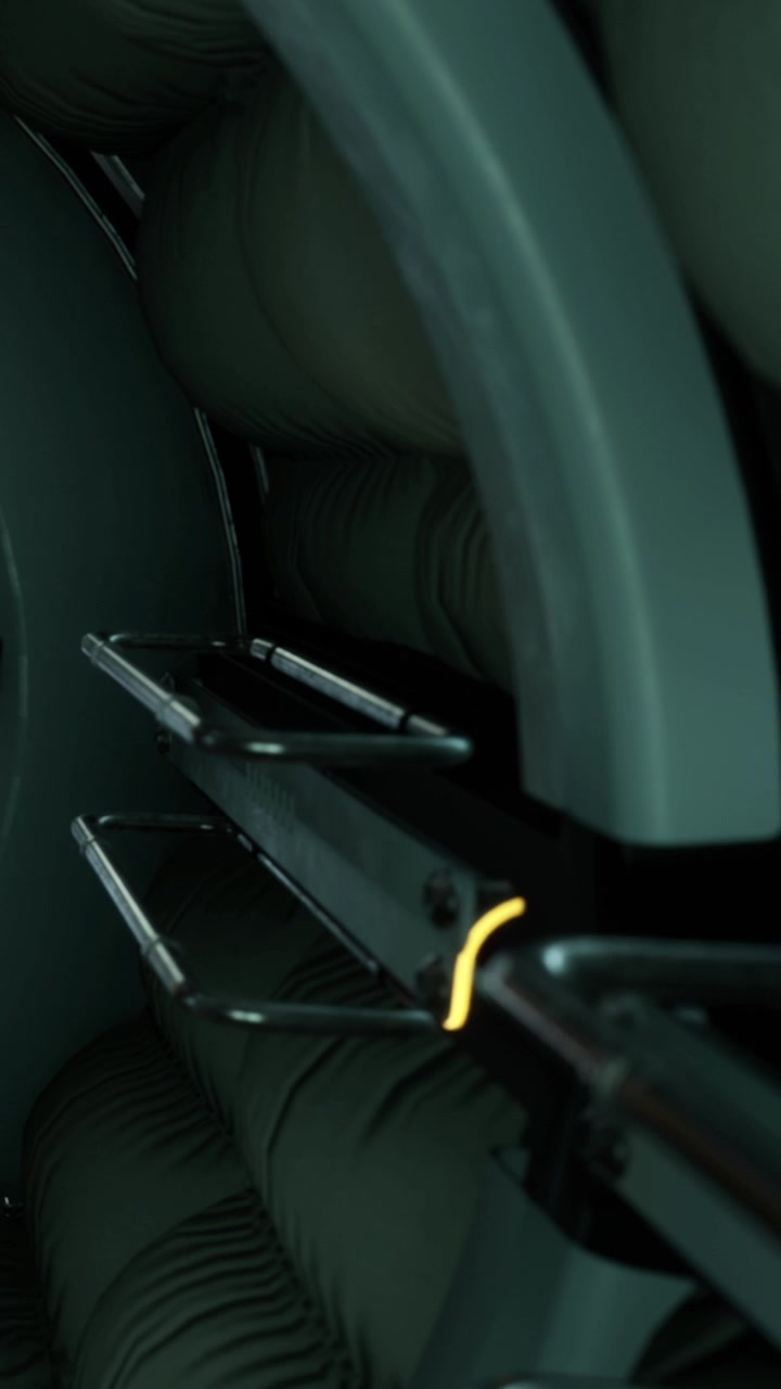 Inside a storage area with metal shelves in a dim space
