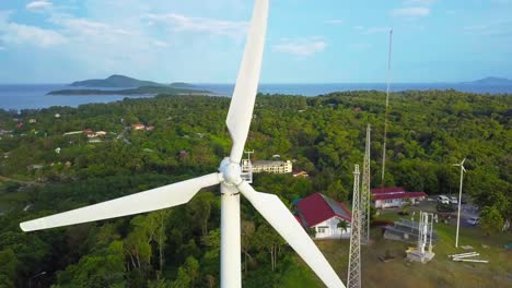 aerial drone shot: aerial 4k birds eye view on wind power / windmill