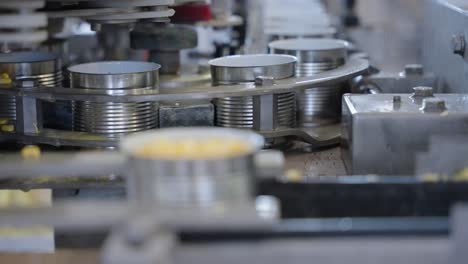 corn being filled into cans on an automated production line, showcasing packaging, filling machines, food processing, and factory operations