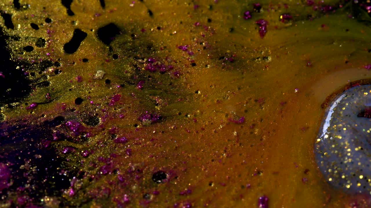 абстрактные красочные пузырьки. макроцветная краска в динамическом потоке. хаотический ход текстуры фона. верхний вид