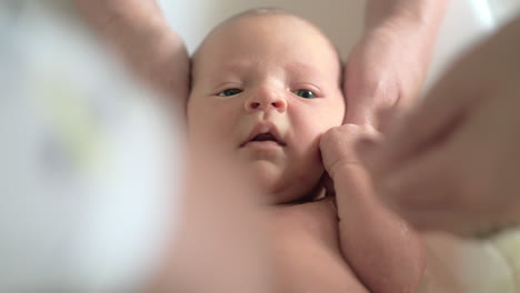 first bathing of newborn baby