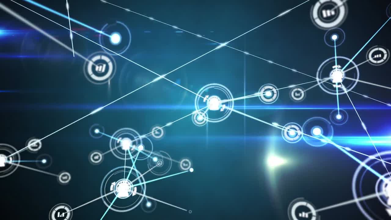 사람들과의 연결 네트워크의 애니메이션 빛나는 반점이 있는 아이콘