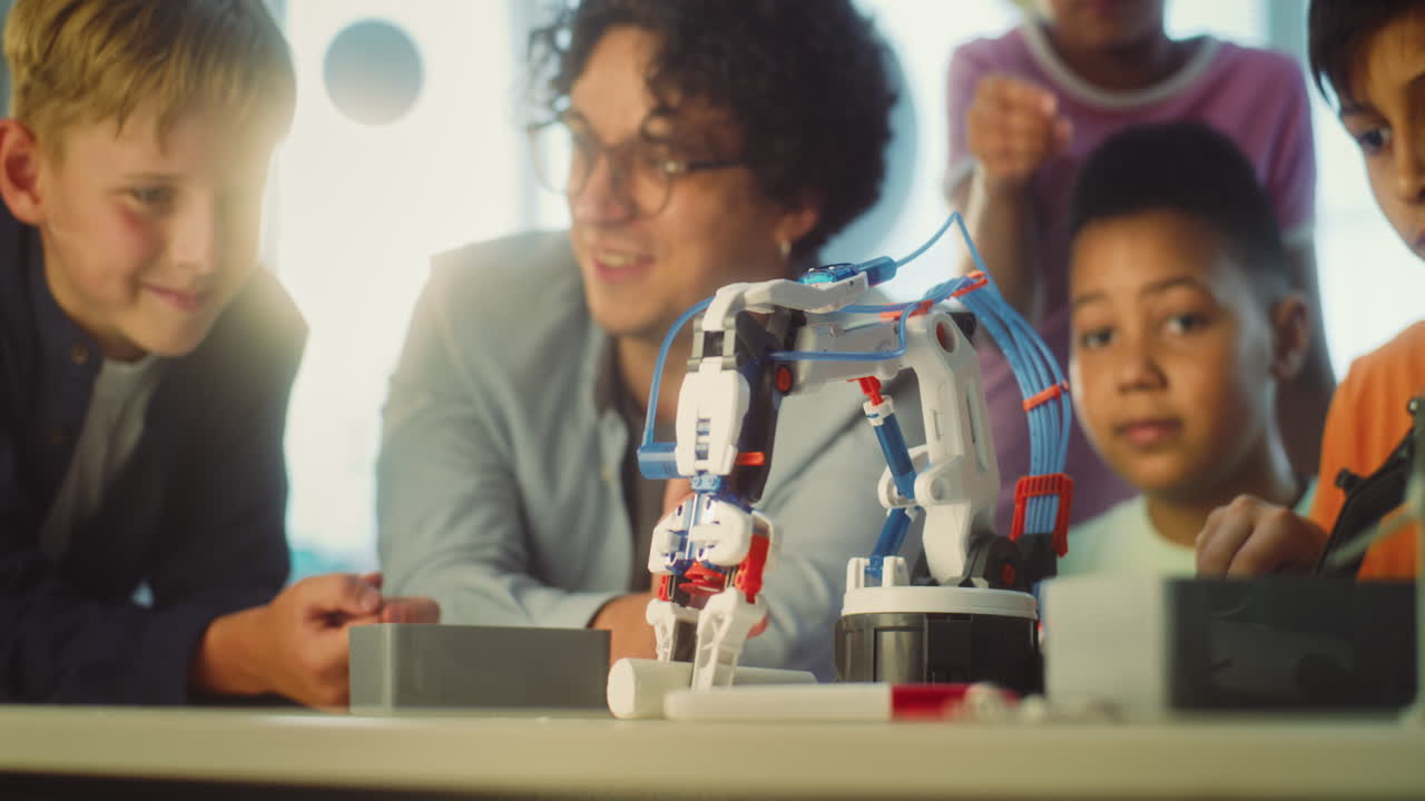 Children learning about robotics in a classroom