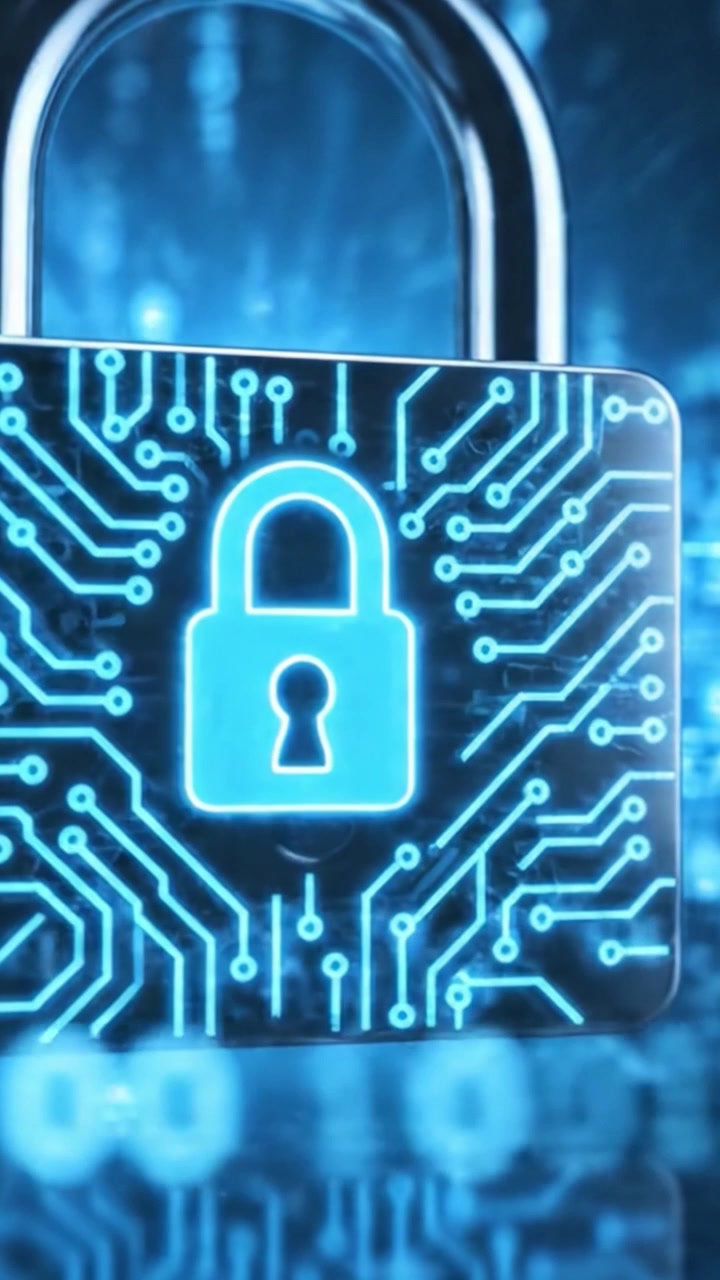 A Secure Digital Lock Representing Advanced Cybersecurity Concepts with Intricate Circuit Patterns, Ensuring Data Protection and Privacy in the Digital Age