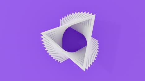 animación 3d renderizado por computadora de triángulo blanco volando hacia arriba y girando alrededor. animación de bucle sin costuras de 4k.