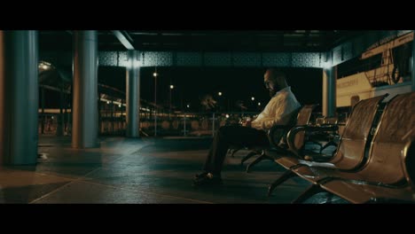 man waiting at night