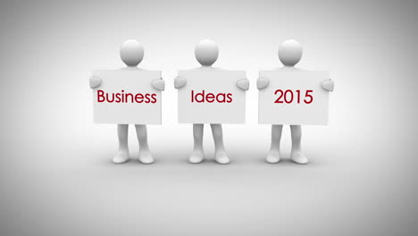 caracteres blancos que muestran señales que dicen ideas de negocio 2015