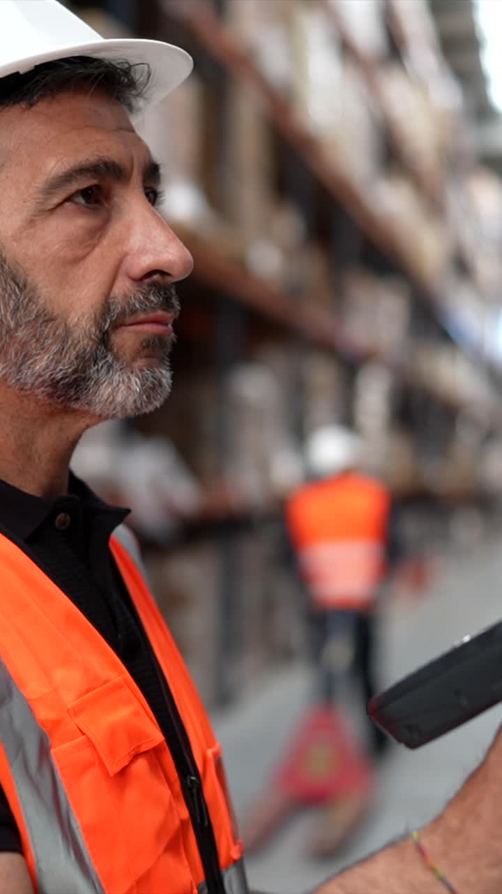 trabajador del almacén escaneando el inventario