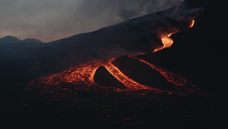 lava flows coming from pacaya fissure after the eruption in guatemala