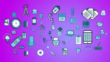 Animation-of-multiple-business-concept-icons-against-purple-gradient-background