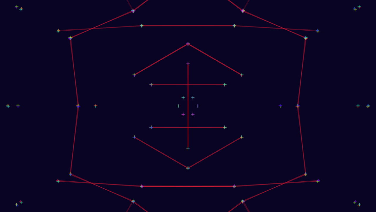교차하는 선과 모양의 다채로운 기하학적 패턴