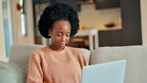 Notification,-laptop-and-relax-girl-with-phone