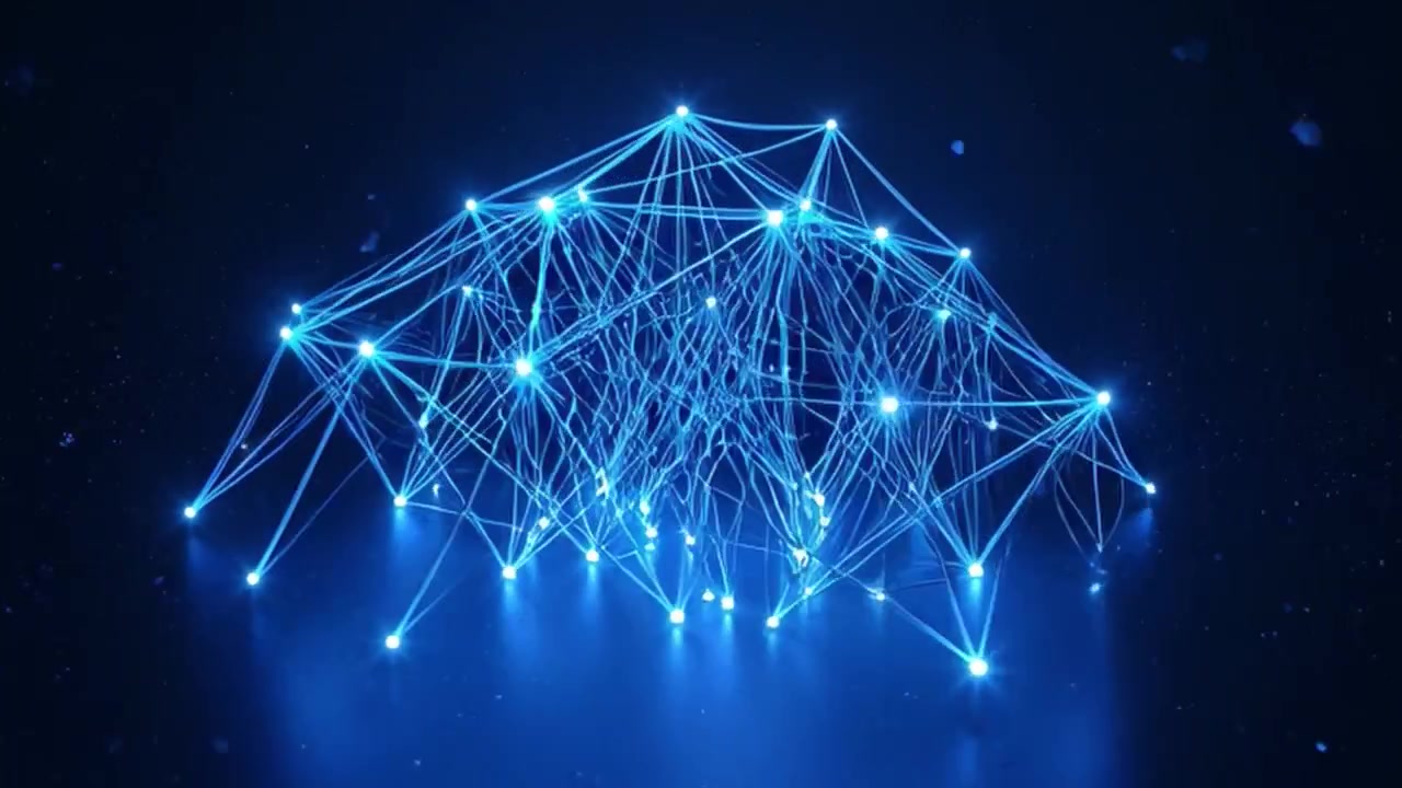 Abstract Digital Network Connection with Glowing Blue Nodes