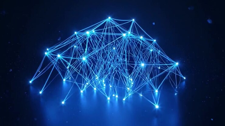 Abstract Digital Network Connection with Glowing Blue Nodes