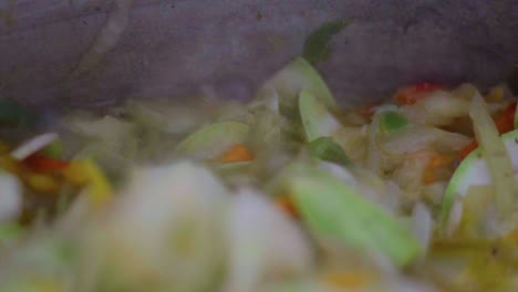 cooking a boiling vegan saute of vegetables