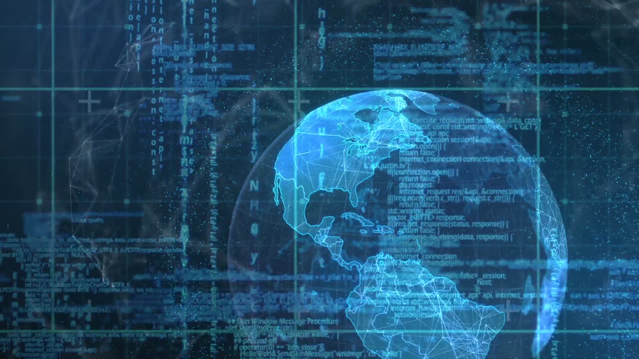 Interface screen with globe 4k