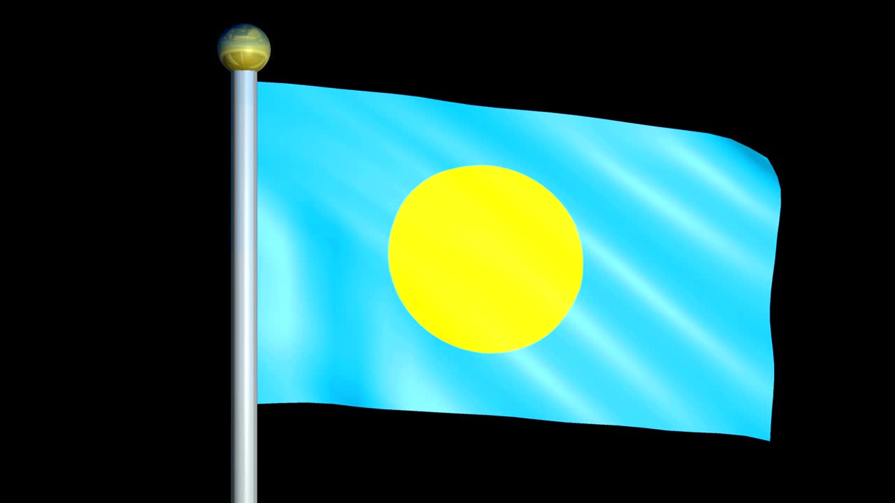 bandera animada de palau con un gran bucle