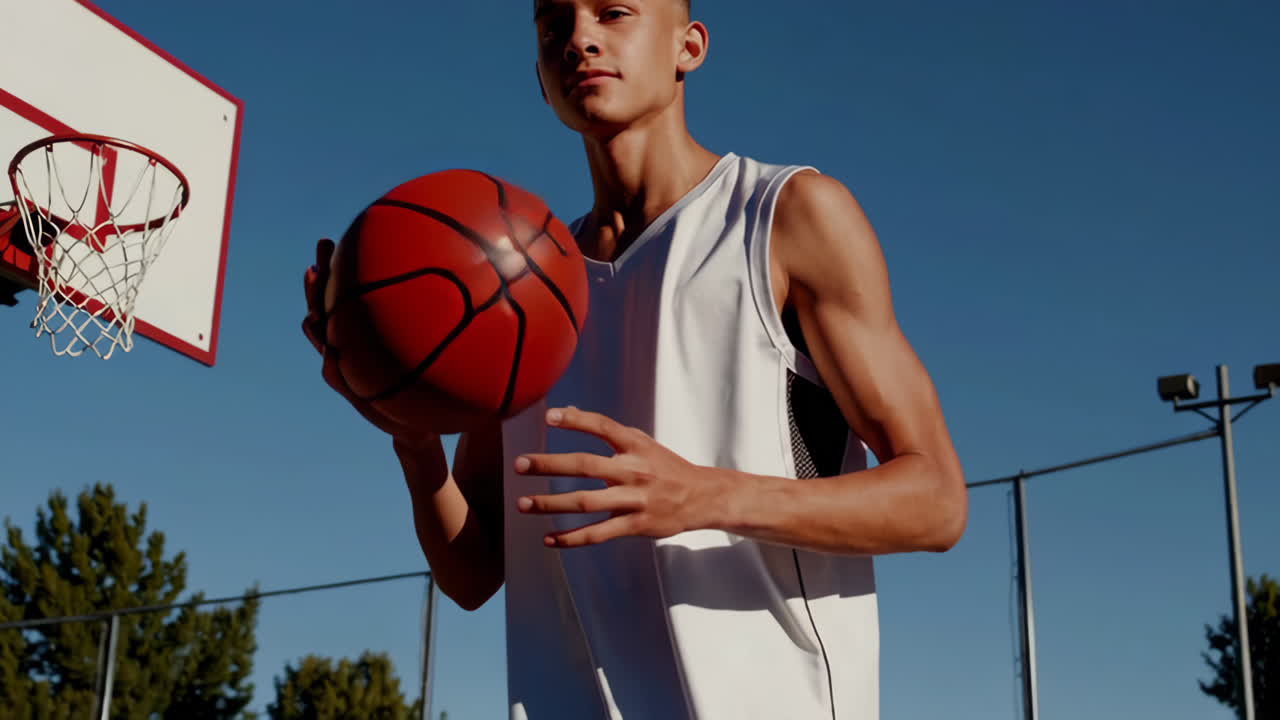 Teenage Basketball Player on Court