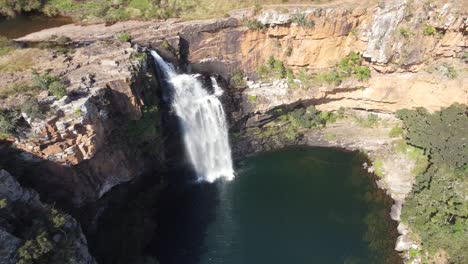 scenic berlin falls in blyde river canyon plunges into pool, sabie region